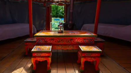 Inside the Yurt at Camping Mandala