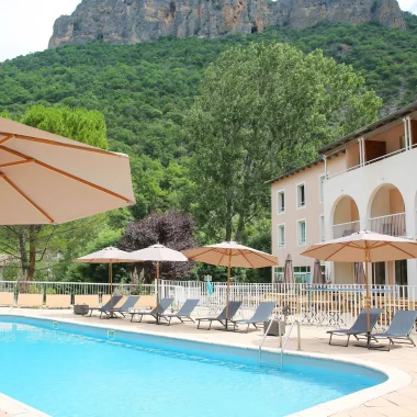 Swimming pool at the Refuge des Sources, hotel in Digne les Bains close to the thermal establishment