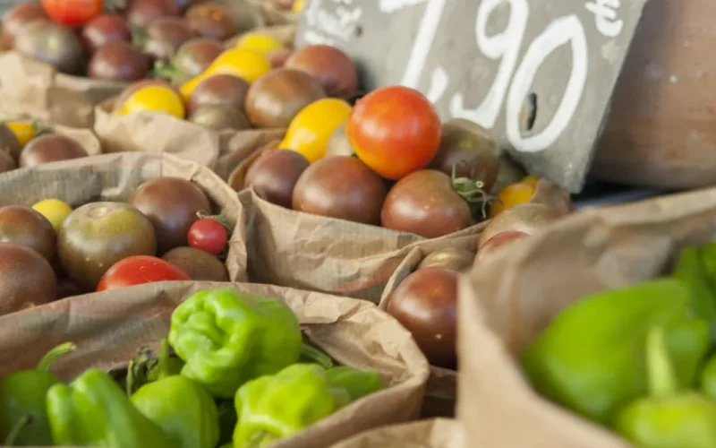 Tomato and pepper stall on the Digne les Bains market
