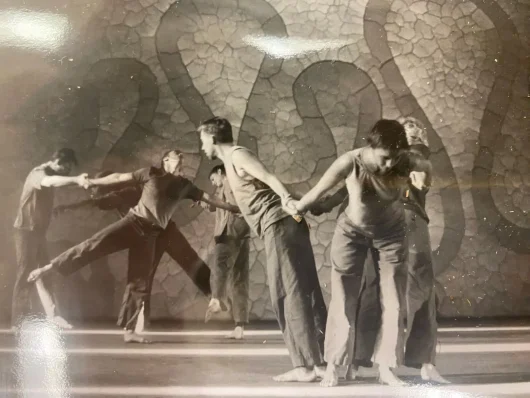 Atlantic Ballet at the Gassendi Museum in front of the work of Andy Goldsworthy