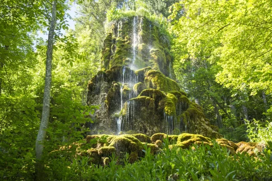 Large waterfall at the promenade museum in Digne les Bains