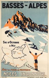 Ancienne affiche ski alpes du sud